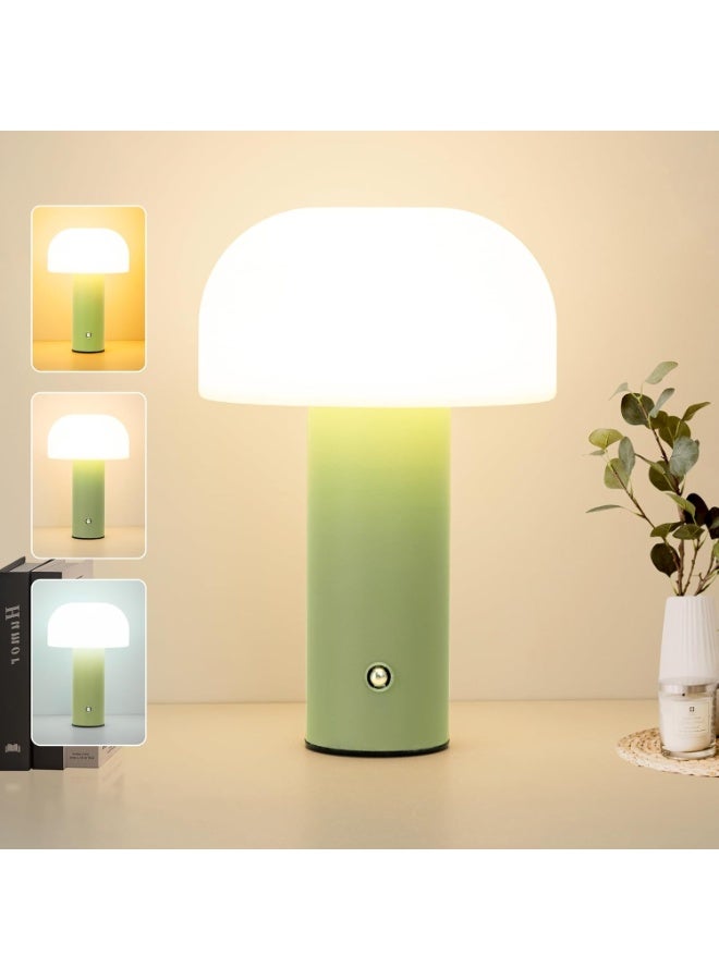 Portable cordless table lamp in a modern green design, 5200mAh battery lasting 24-49 hours, touch control for 3 color temperatures (warm 3000K, natural 4500K, white 6000K) and dimming, ideal for the kitchen, bedroom, camping or as a gift. - Image 3